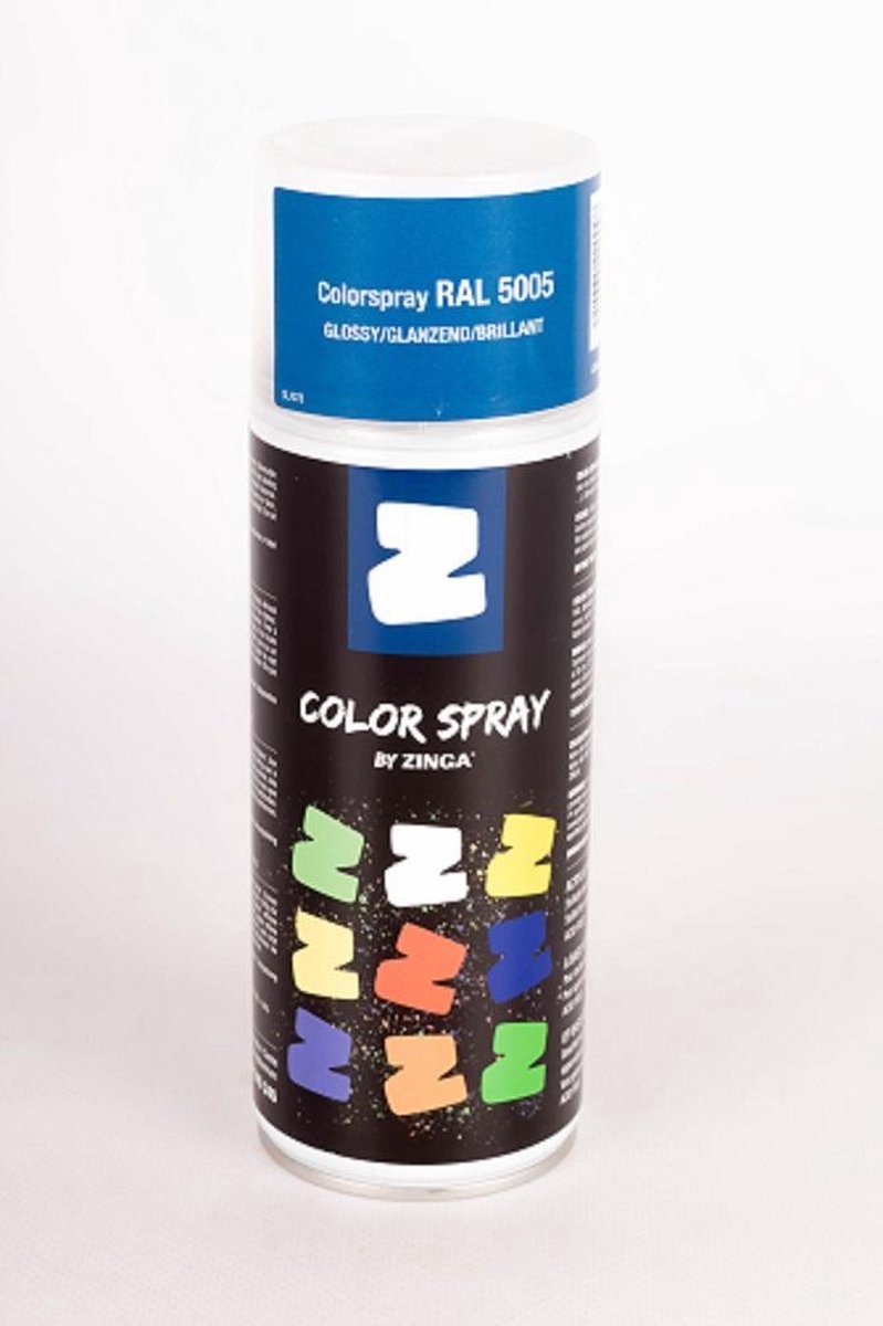 Zinga Color Spray verf - coating - RAL 5005 Blauw 400 ml gloss - toepasbaar op gegalvaniseerde en diverse andere ondergronden