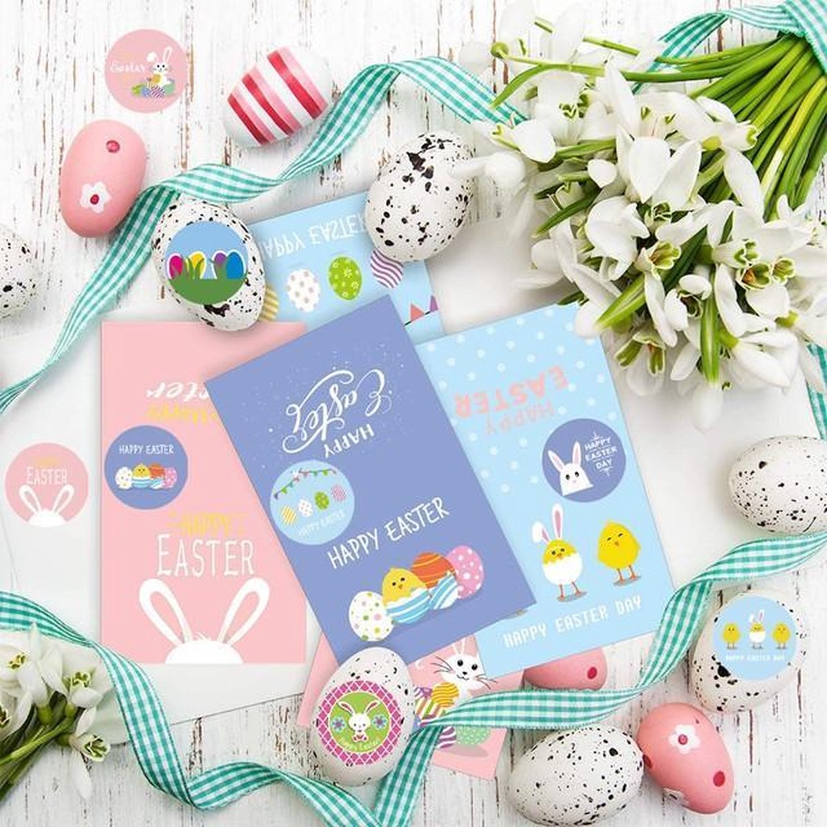 Paas Sticker - Sluitsticker - 8 prints - Sluitzegel Pasen - Happy Easter - Ei - Kuiken - Konijn - Vlag | Kaart - Envelop | Fijne Paasdagen - Paasfeest | Kids - Kind | Envelop stickers | Cadeau - Gift - Cadeauzakje - Traktatie | Chique inpakken — afbeelding 3