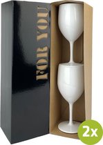 2x Wijnglas Lissabon wit 27cl cadeauset | Onbreekbare kunststof / plastic drinkglazen