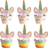 La Gabriela- Cupcake- Muffinset - Verjaardag- Unicorn - School Traktatie - 48 Stuks (Voor 24 Muffins) - Cupcake Caketopper - Decoratie