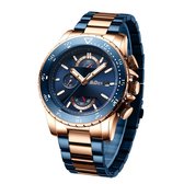 BiDen - Heren Horloge - Blauw/Rose - 46.6mm