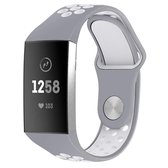 Fitbit Charge 3 & 4 Sport Band 2 Kleuren  Grijs Wit - Maat: SM
