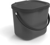Rotho Albula Bioafvalbak 6l met deksel voor de keuken, Kunststof (PP) BPA-vrij, antraciet, 6l (23.5 x 20.0 x 20.8 cm)