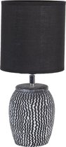 Clayre & Eef Tafellamp Ø 15*33 cm E27/max 1*60W Zwart, Grijs Kunststof Bureaulamp Nachtlampje