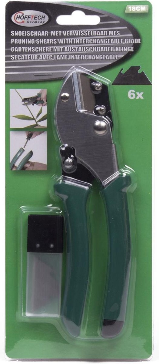 Hofftech Snoeischaar - Verwisselbaar Mes - Veiligheidsvergrendeling - 18 cm - Inclusief 6 reservemesjes van Hofftech — afbeelding 4