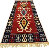 Kelim Vloerkleed Fethiye - Kelim Kleed - Kelim tapijt - Oosterse Vloerkleed - 80x200 cm - Loper - Bankkleed