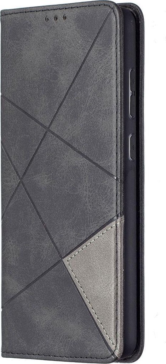 Mobigear Telefoonhoesje geschikt voor Samsung Galaxy A72 Hoesje | Mobigear Rhombus Slim Bookcase | Pasjeshouder voor 2 Pasjes | Telefoonhoesje voor Pinpas / OV Kaart / Rijbewijs - Zwart