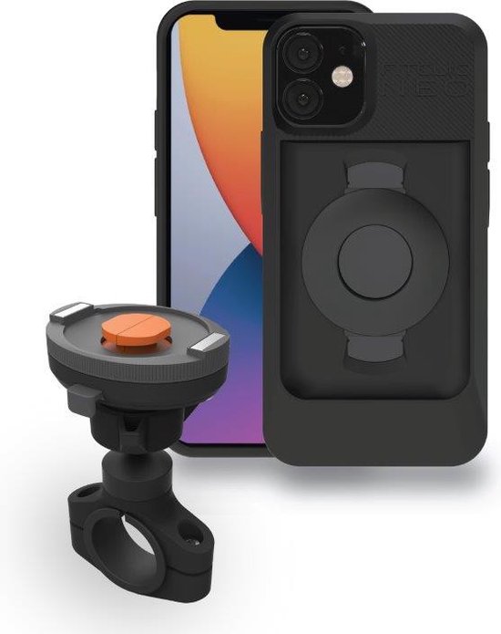 13.3-14.7mm Motorcycle Fork Stem Mount & TiGRA FITCLIC Neo Case for iPhone 12 Pro fits Yamaha R1 Series (sku 56403)