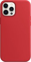 Mobigear Hoesje geschikt voor Apple iPhone 12 Pro Max Siliconen MagSafe Telefoonhoesje | Mobigear Rubber Touch Backcover | Geschikt voor MagSafe | Geschikt voor Draadloos Opladen met Magnetische Ring | MagSafe Case - Rood
