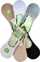 green-goose Bamboe Sneakersokken | Ballerina | Voetjes | Footies | 6 Paar | Dames | Maat 35 - 38 | Beige | Beige | Zwart | Wit | Grijs | Duurzaam en Comfortabel | 85% Bamboe