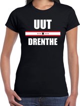 Uut Drenthe met vlag Drenthe t-shirts Drents dialect zwart voor dames M