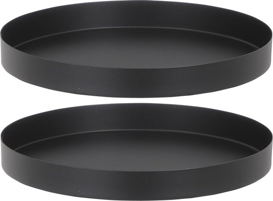 Materialisme Versnellen meesterwerk 2x stuks kaarsenbord/kaarsenplateau zwart metaal rond 19 cm - Met opstaande  rand van... | bol.com
