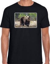 Dieren shirt met beren foto - zwart - voor heren - natuur / beer cadeau t-shirt - kleding XL