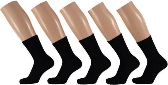Set van 10x Paar zwarte sokken voor kinderen - Basic sokken zwart - Kindersokken, maat: 23-26