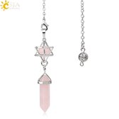 Pendel steen - Pendelen - Spiritueel - Pendelsteen - Natuursteen - Kwarts - Kristallen - Zeshoekig - Spits - Reiki - Chakra - Accessoires - Rose Quartz