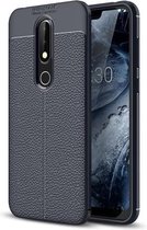 Litchi Texture TPU schokbestendig hoesje voor Nokia 6.1Plus / X6 (marineblauw)