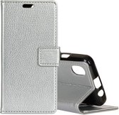 Litchi Texture horizontale lederen flip-hoes voor iPhone X / XS, met houder en kaartsleuven en portemonnee (zilver)