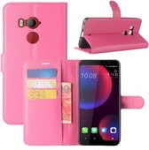 Voor HTC U11 EYEs Litchi Texture Horizontale Flip Leather Case met Portemonnee & Houder & Kaartsleuven (Rose Red)