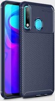 Carbon Fiber Texture Shockproof TPU Case voor Huawei P30 Lite (blauw)