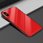 SULADA-hoesje van gehard glas met metalen frame voor iPhone XS / X (rood)