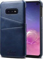 Suteni Calf Texture-beschermhoes voor Galaxy S10 E, met kaartsleuven (blauw)