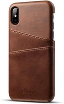 Suteni Calf Texture-beschermhoes voor iPhone X / XS, met kaartsleuven (koffie)