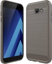 Voor Smasung Galaxy A7 (2017) geborsteld koolstofvezel textuur schokbestendig TPU beschermhoes (grijs)