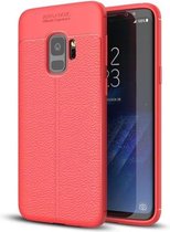 Voor Galaxy S9 Litchi Texture Soft TPU Anti-skip beschermhoes achterkant van de behuizing (rood)