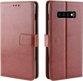 Retro Crazy Horse Texture Horizontale Flip Leren Case voor Galaxy S10 (5G), met houder & kaartsleuven & fotolijst (bruin)