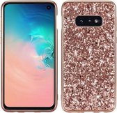 Glitterpoeder schokbestendig TPU beschermhoes voor Galaxy S10 + (roségoud)