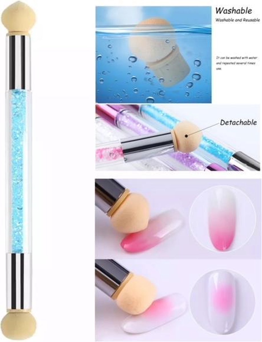 Goedkoopste GUAPÀ - Nail Art Blooming Spons & Stempel Penseel voor het maken van Babyboom en Holografisch effecten op je nagels - Kleur Blauw