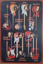 Gitaren collage beroemde gitaristen Reclamebord van metaal METALEN-WANDBORD - MUURPLAAT - VINTAGE - RETRO - HORECA- BORD-WANDDECORATIE -TEKSTBORD - DECORATIEBORD - RECLAMEPLAAT - W