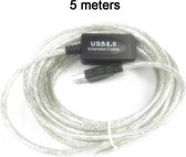 USB 2.0 Verlengkabel - 5m Kabel Signaal Booster Verlenger - PC Laptop Compatibel
