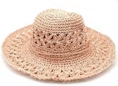 Dielay - Hoed Gevlochten - Dames - Lengte 37 cm - Roze