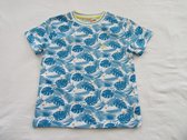 noukie's , jongens, t-shirt korte mouw ,wit , bladjes allo ver  in  turquoise , 4 jaar 104