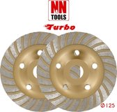 N&N Tools Turbo Diamantdoorslijpschijf Bias Cup Professional Multi Pack - 2 x 125 mm | Wet & Dry
