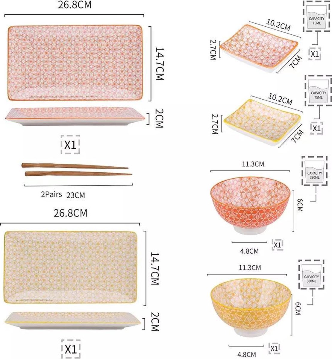 Sushi servies 2 personen Geschenkset Japans servies Vancasso