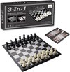Afbeelding van het spelletje VoordeelShop Magnetisch Schaakbord - 3 in 1 Opklapbaar Met Schaakstukken - Dammen - backgammon - 25cm x 25cm - Bordspel - Chess Board - Familie Schaakborden Denkspel