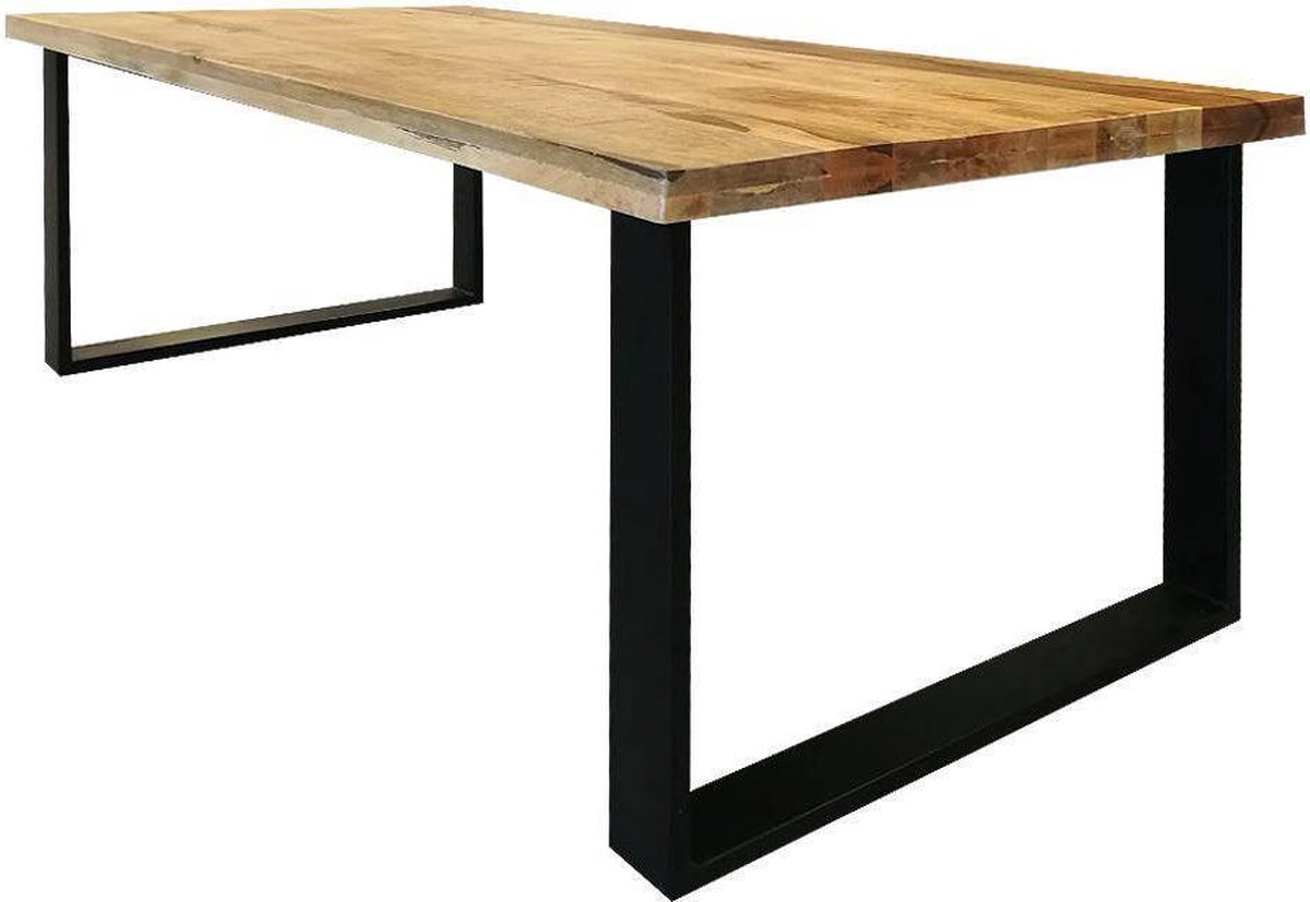 Mangohouten Eettafel Britt Rechthoek 200x100 cm Mahom Industrieel - Dinertafel van Mangohout & Metaal - Industriële Eettafel