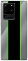 Samsung Galaxy S20 Ultra - Smart cover - Transparant - Streep - Zwart - Groen