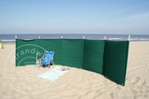 Strand Windscherm 6 meter dralon effen groen met houten stokken