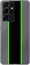 Samsung Galaxy S21 Ultra - Smart cover - Transparant - Streep - Zwart - Groen