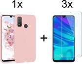 Huawei P Smart 2020 hoesje roze siliconen case hoes cover hoesjes - 3x Huawei P Smart 2020 screenprotector