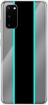 Samsung Galaxy S20 - Smart cover - Transparant - Streep - Zwart - Lichtblauw