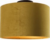 Olucia Krista - Moderne Plafondlamp - Metaal/Stof - Geel;Goud - Rond - 30 cm