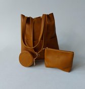Yehwang - Shopaway shopper - schoudertas - cognac bruin - 30x35cm