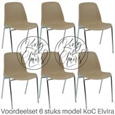 King of Chairs -set van 6- model KoC Elvira beige met verchroomd onderstel. Kantinestoel stapelstoel kuipstoel vergaderstoel tuinstoel kantine stapel stoel kantinestoelen stapelsto
