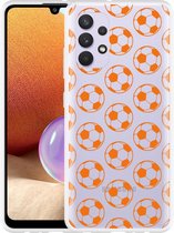 Hoesje Geschikt voor Samsung Galaxy A32 4G Orange Soccer Balls