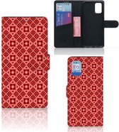 Smartphone Hoesje Geschikt voor Samsung Galaxy A02s Flip Cover Geschikt voor Samsung M02s Wallet Book Case Batik Red