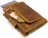 Figuretta Leather RFID Card Protector Porte-cartes de crédit avec compartiment monnaie - Cognac
